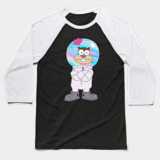 Squirrel Sandy Cheeks from Spongebob stands with his hands folded. Holographic helmet Baseball T-Shirt